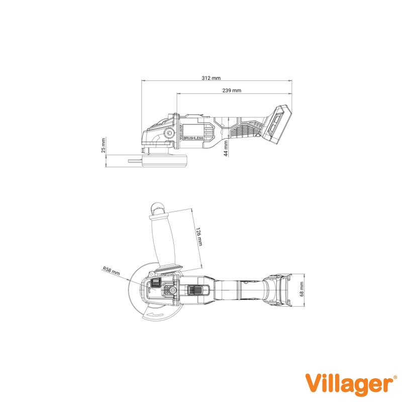 FUSE akumulatorska brushless ugaona brusilica Villager VLP 4420 