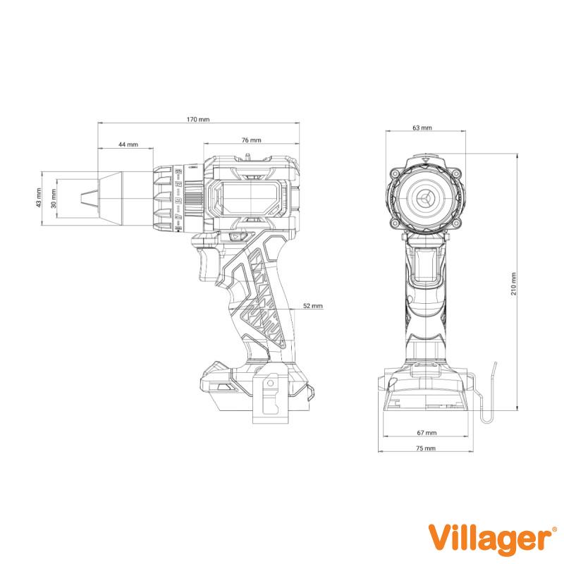 FUSE akumulatorska brushless udarna bušilica Villager VLP 5121 - 2BSC 