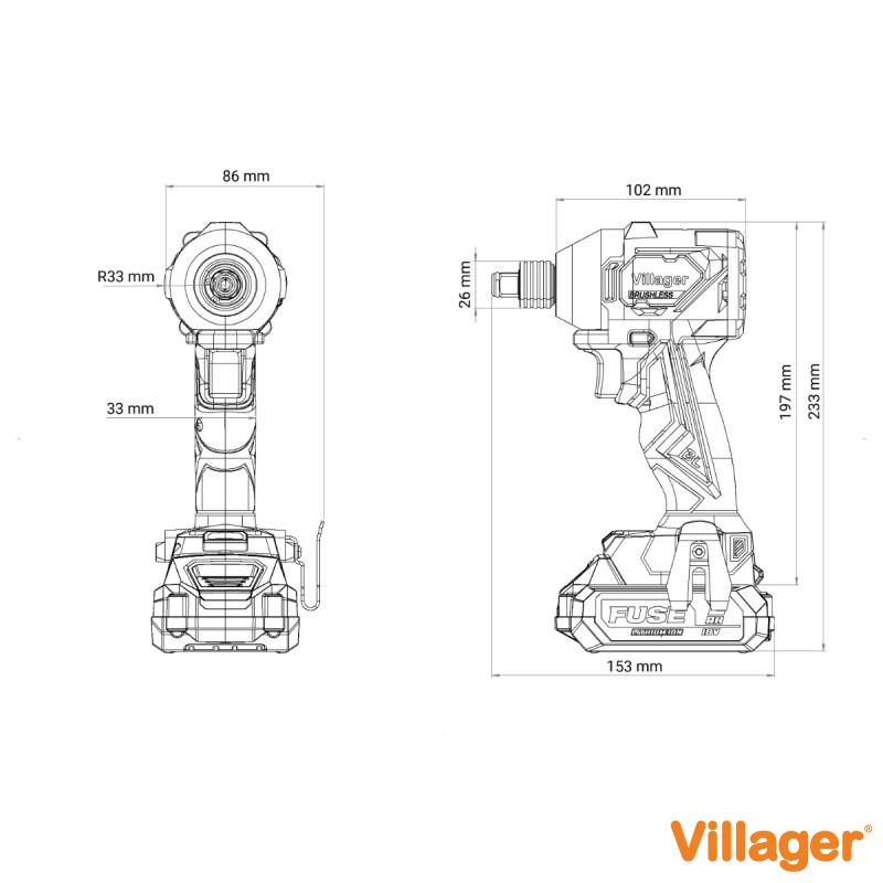 FUSE akumulatorski brushless odvrtač Villager VLP 6420 